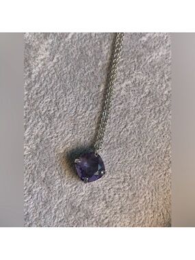 Swarovski Silver Necklace with Purple Crystal Pendant